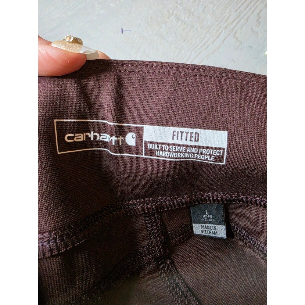 Carhartt Force Fitted Leggings Womens Large Brown Utility Cargo Pockets Hiking - Picture 6 of 9